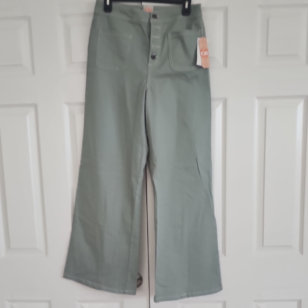 Gianni Bini Sage Green Wide-Leg Jeans